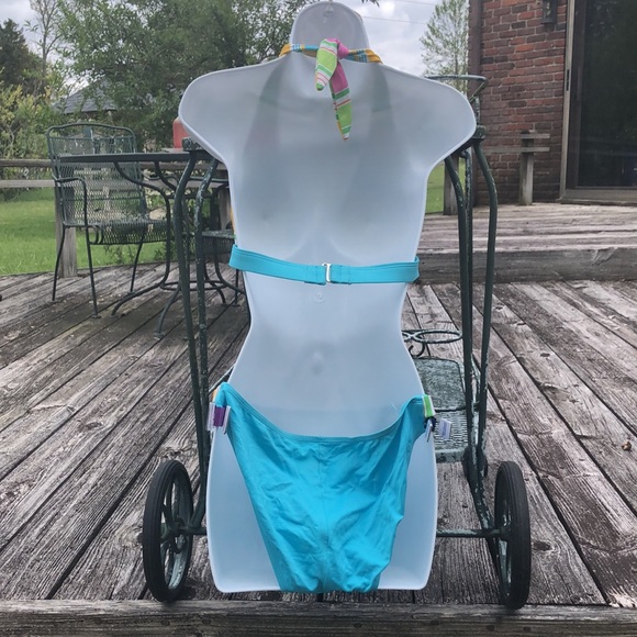 La Blanca, Halter Style, Bright Multi-Colored, Striped, Bikini - Picture 2 of 10